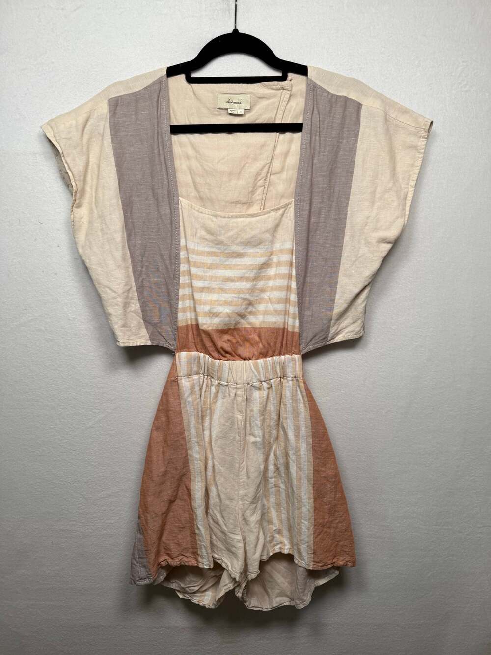 Elevenses by Anthropology Linen Blend Romper, Size S